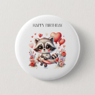 Verjaardag van de vliegende wasbeer ronde button 5,7 cm