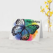 Verjaardag van de Vlinder van de waterverf de Verf Kaart (Gele Bloem)