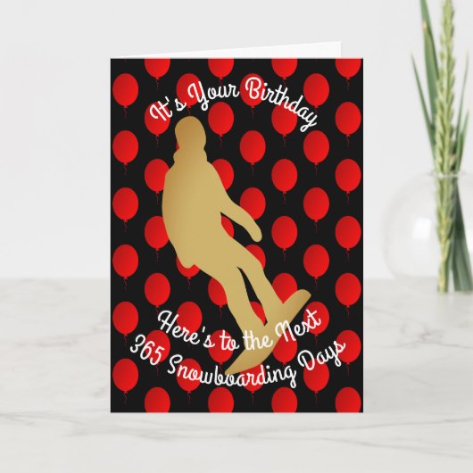 Verjaardag van de volgende 365 snowboarddagen kaart (Voorkant)