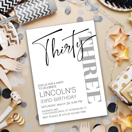 Verjaardag van de volwassene 31 32 33 34 35 36 37 kaart