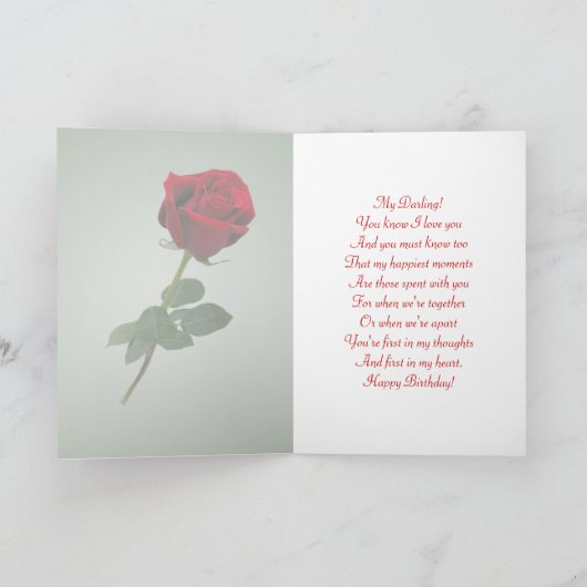 Verjaardag van de vrouw Red Rose Hearts Kaart (Binnen)