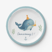 Verjaardag van de walvis | Ahoy | Nautisch Kinder  Papieren Bordje (Voorkant)