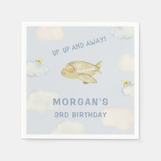 Verjaardag van de Waterverf Plane Squirrel Servet (Voorkant)