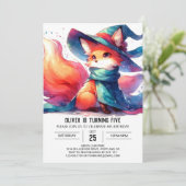 Verjaardag van de waterverf Rustic Fox Kaart (Staand voorkant)