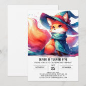 Verjaardag van de waterverf Rustic Fox Kaart (Voorkant / Achterkant)