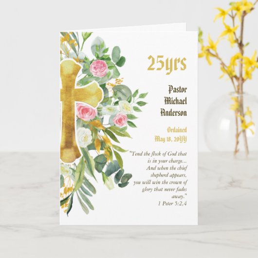 VERJAARDAG VAN DE WIJDING Priester Predikant Domin Kaart (Gele Bloem)