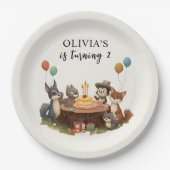 Verjaardag van de Woodland Animals Papieren Bordje (Voorkant)