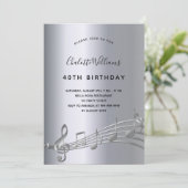 Verjaardag van de zilveren muzieknoten kaart (Staand voorkant)