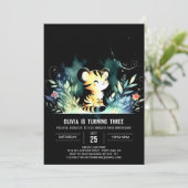 Verjaardag van de zoete magische tijger kaart (Staand voorkant)