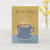 Verjaardag van de zoon Ik hou van je een latte, ko Kaart (Gele Bloem)