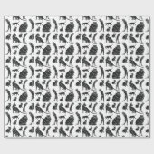 Verjaardag van de zwarte en witte kat cadeaupapier (Vlak)