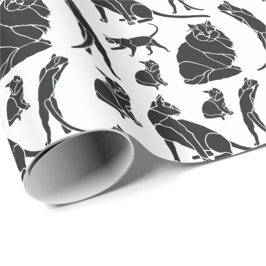 Verjaardag van de zwarte en witte kat cadeaupapier (Rol Hoek)