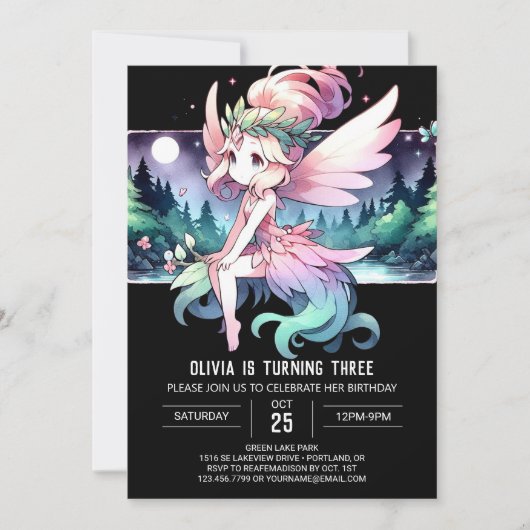 Verjaardag van Digital Forest Fairy Kaart (Voorkant)
