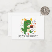 Verjaardag van Dino Bash Notitiekaartje (Voorkant / Achterkant in situ)