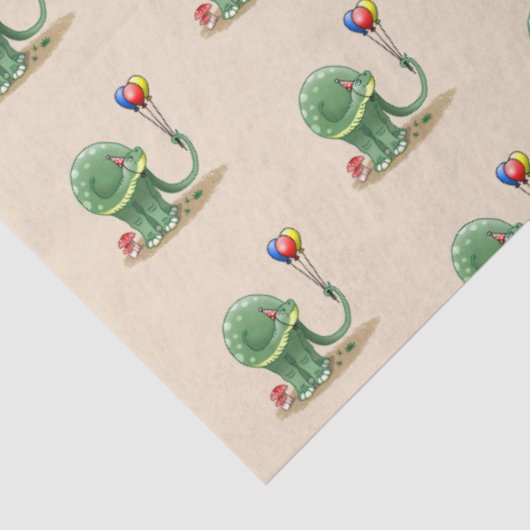 Verjaardag van dinosaurussen en ballonnen tissuepapier (Detail)