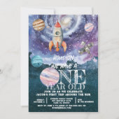 Verjaardag van een 1-jarige astronaut in de ruimte kaart (Voorkant)