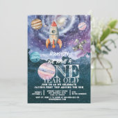 Verjaardag van een 1-jarige astronaut in de ruimte kaart (Staand voorkant)