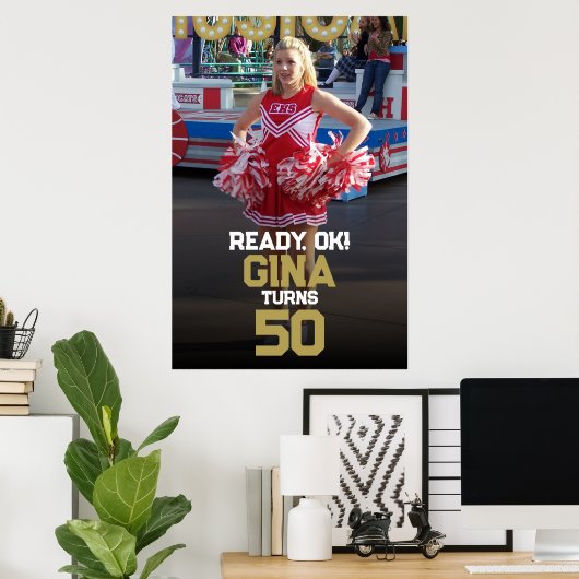 Verjaardag van een cheerleader op de middelbare sc poster (Thuiskantoor)
