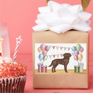 Verjaardag van een chocoladebruine Labrador Retrie Rechthoekige Sticker