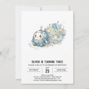 Verjaardag van een Cute Hemelblauwe Robot Kaart