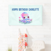 Verjaardag van een Cute Octopus Zeedier Spandoek (Insitu)