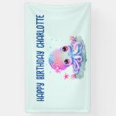 Verjaardag van een Cute Octopus Zeedier Spandoek (Verticaal)