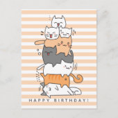Verjaardag van een Cute Stapel Katten Briefkaart (Voorkant)
