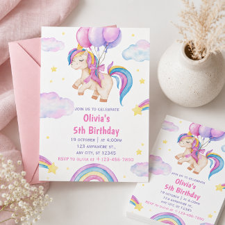 Verjaardag van een cute watercolor eenhoorn kaart