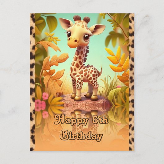 Verjaardag van een giraffe voor kinderen briefkaart (Voorkant)