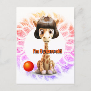 Verjaardag van een giraffe voor kinderen briefkaart