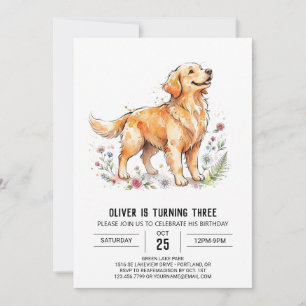 Verjaardag van een Golden Retriever Puppy Kaart