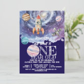 Verjaardag van een jaar oude ruimtevaarder kaart (Staand voorkant)