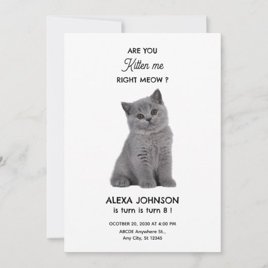 Verjaardag van een knuffelbaar kitten  kaart (Voorkant)