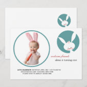 Verjaardag van een konijn foto uitnodiging (Voorkant / Achterkant)