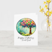 Verjaardag van een leuk kleurrijk meisje kaart (Gele Bloem)