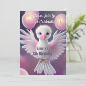 Verjaardag van een leuk wit en roze baby vogeltje kaart (Staand voorkant)