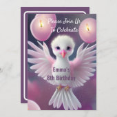 Verjaardag van een leuk wit en roze baby vogeltje kaart (Voorkant / Achterkant)