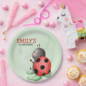 Verjaardag van een lieveheersbeestje op een weide  papieren bordje (Feest)