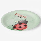 Verjaardag van een lieveheersbeestje op een weide  papieren bordje (Gekanteld)