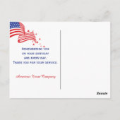 Verjaardag van een militair briefkaart (Achterkant)