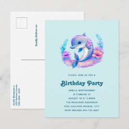 Verjaardag van een schattige dolfijn zeedier uitnodiging briefkaart