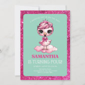 Verjaardag van een schattige flamingo met kroon kaart (Voorkant)