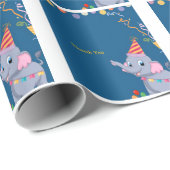 Verjaardag van een schattige olifant cadeaupapier (Rol Hoek)
