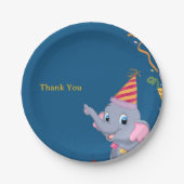 Verjaardag van een schattige olifant papieren bordje (Voorkant)