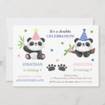 Verjaardag van een schattige panda-jongen en -meis