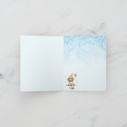 Verjaardag van een schattige puppy met feesthoed bedankkaart (Binnen)