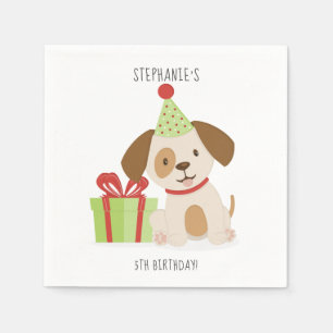 Verjaardag van een schattige puppy servet