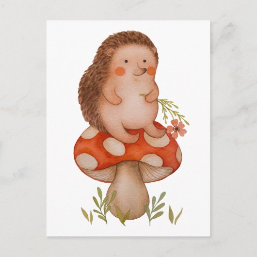 Verjaardag van een schattige waterverf egel op een briefkaart (Voorkant)