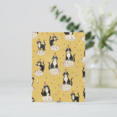 Verjaardag van een vintage kat briefkaart (Staand voorkant)