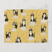 Verjaardag van een vintage kat briefkaart (Achterkant)
